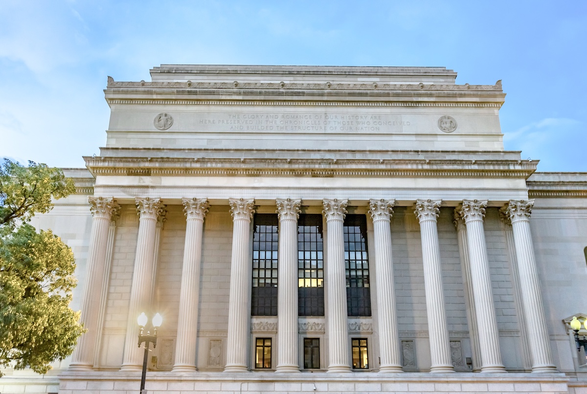 Department of Justice facade, columns and architecture clad in Indiana Limestone from Polycor quarries. 