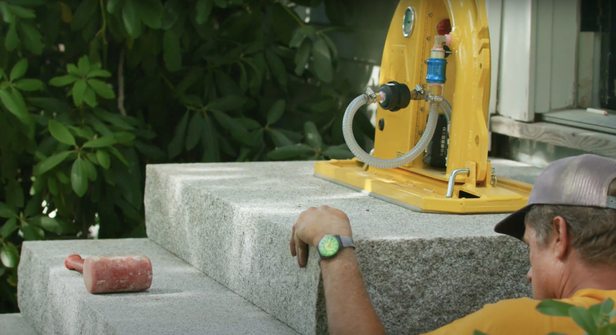 Concrete Front Steps Makeover Using Granite Entry Steps - Polycor Inc.