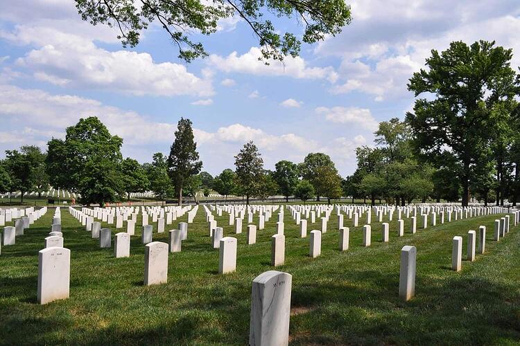 Headstones at the Arlington National Cemetery crafted from Polycor's Pearl Gray marble