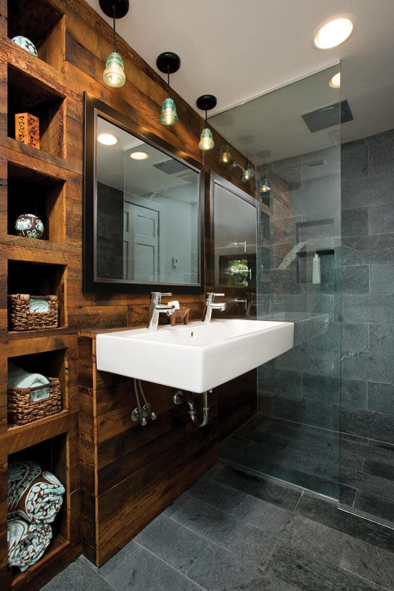 Rustic Modern Soapstone Bathroom
