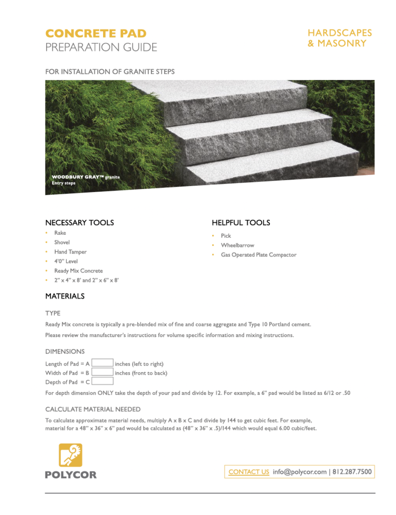 Concrete Pad Prep Installation Guide - Polycor Inc.