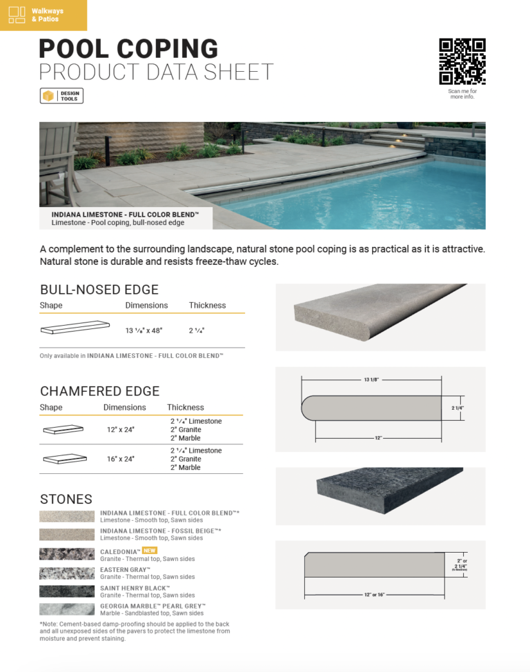 Pool Coping Product Sheet