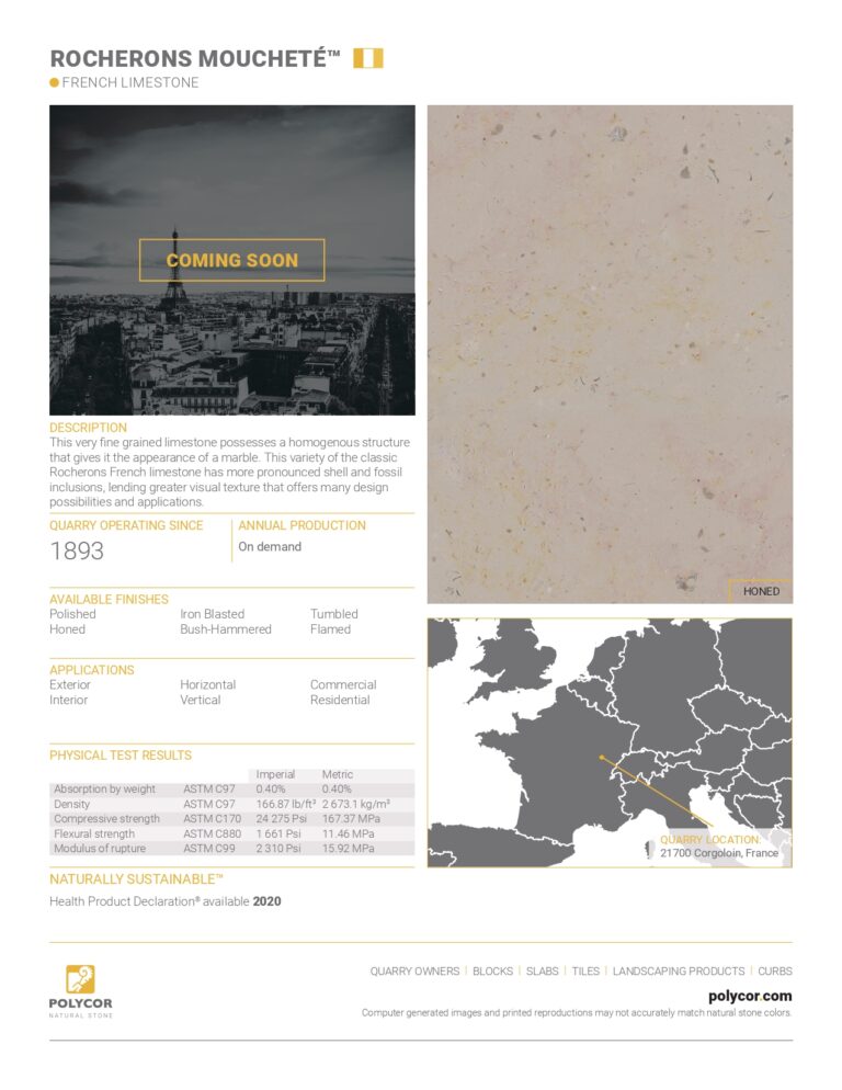 ROCHERONS MOUCHETÉ™ – French Limestone Spec Sheet