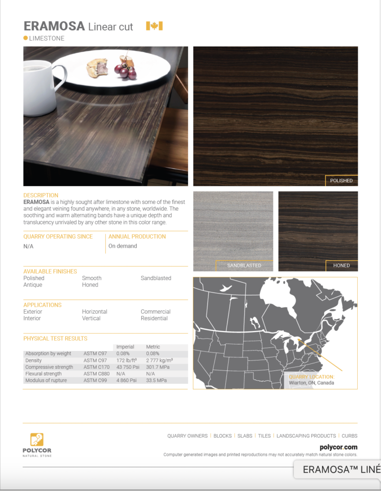  ERAMOSA LINEAR Limestone Spec Sheet