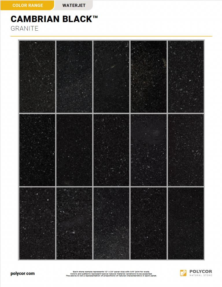 CAMBRIAN BLACK™ WATERJET Range Sheet
