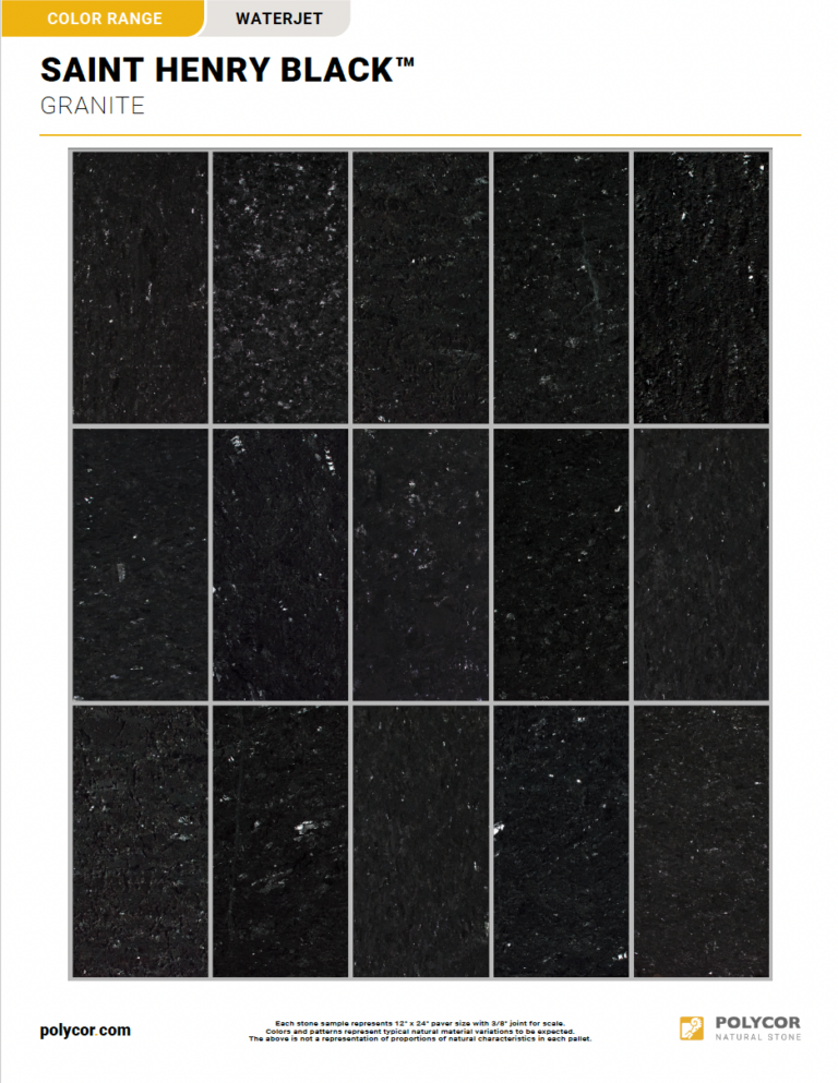 SAINT HENRY BLACK™ WATERJET Range Sheet