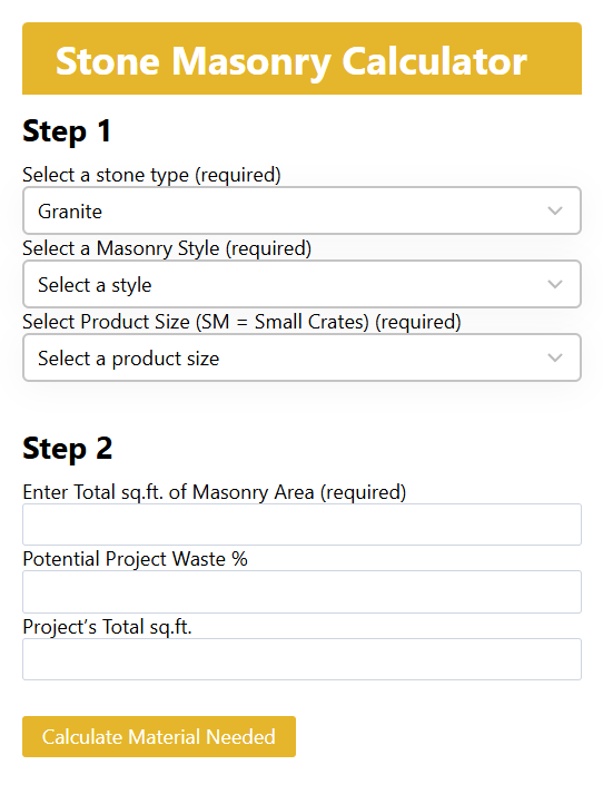 Polycor Stone Calculator