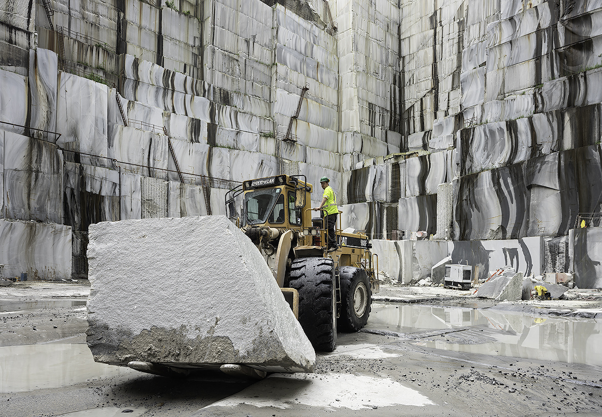 Polycor Granite blocks in the quarry preparing to be fabricated for architectural project - Polycor Quarries